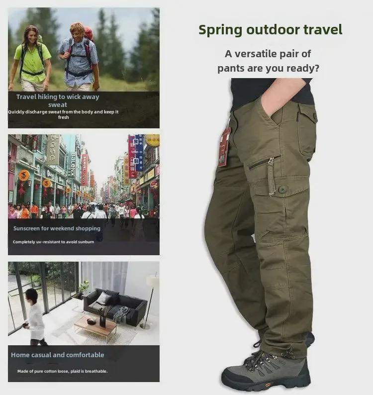 Men's Spring Loose Straight Sports Casual Trousers - Durable Outdoor Wear-Resistant Overalls