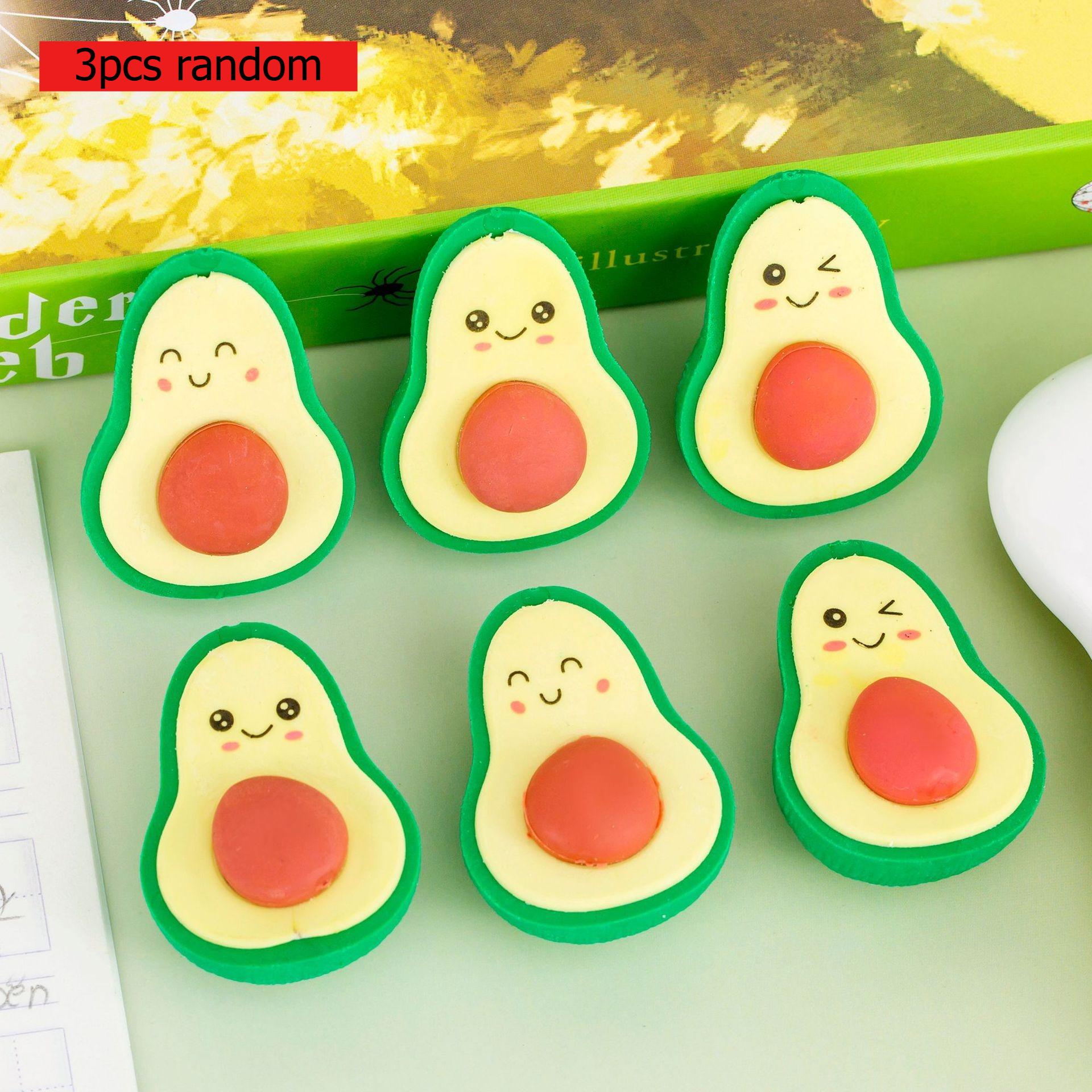 

South American Office School Supplies Cute Expression Avocado Shaped Eraser Student Stationery Final Christmas Gift Prizes Kawai