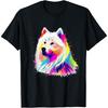 Samoyed Dog Colorful Pop Art Splash Art Tie Dye Rainbow T-Shirt