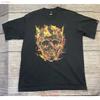 Großes seltenes Nitraid Japanische Marke Y2K Design Flammender Totenkopf Schwarzes T-Shirt vintage Gewaschen Lässig designer kleidung Unisex mode