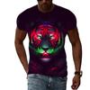 Letní móda Trička s grafikou Tiger Muži Neformální Potisk Trend Trička s krátkým rukávem Hip Hop Harajuku Streetwear se zvířecím vzorem