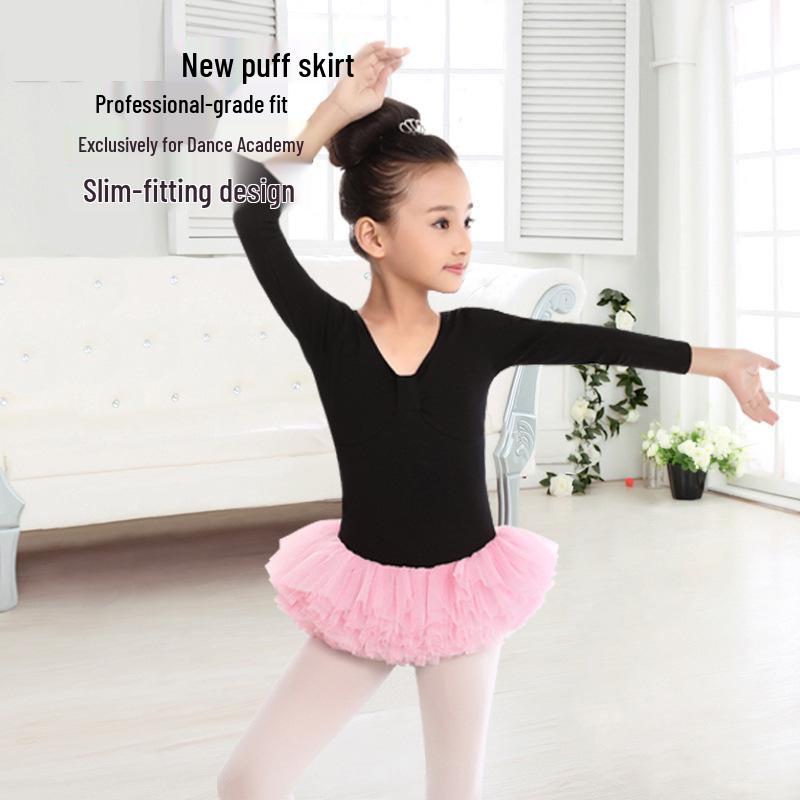 

Весеннее танцевальное платье-пачка для девочек - Костюм для балета с длинным рукавом для малышей 110 cm розовый/чёрный