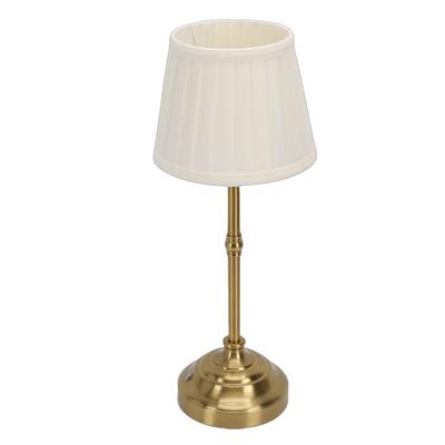 Cordless Table Lamp with Pleated Fabric Shade Aluminum Dimmable Rechargeable Bedside Night Light for Home Restaurant