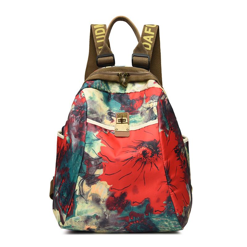 New Ethnic Style Double Shoulder Women's Bag Single Shoulder Crossbody Waterproof Oxford Cloth Women's Backpack