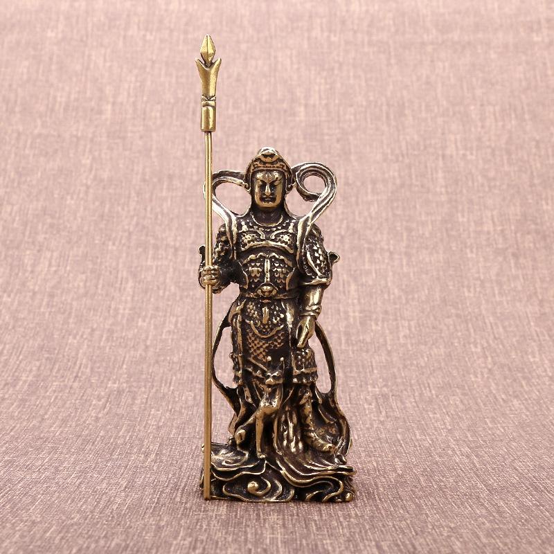 Retro Pure Copper Chinese Myth Nezha Buddha Statue Figurines Creative Desktop Decoration Home Furnishing Craft Gift Decoration
