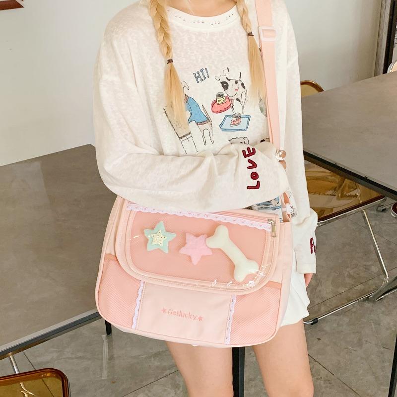 Girls casual versatile tote bag women's new transparent large-capacity shoulder messenger bag