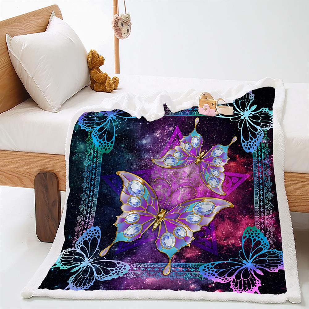 Blanket Butterfly Animal Flower Blanket Lamb Fleece Crystal Fleece Blanket Blanket Universal