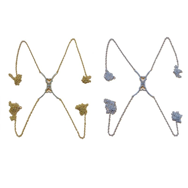 Bra Chain Rhinestones Body Jewelry For Women Sexy Bra Luxury Heart Crystal Chest Bra Chain Body Chain Necklace Jewelr