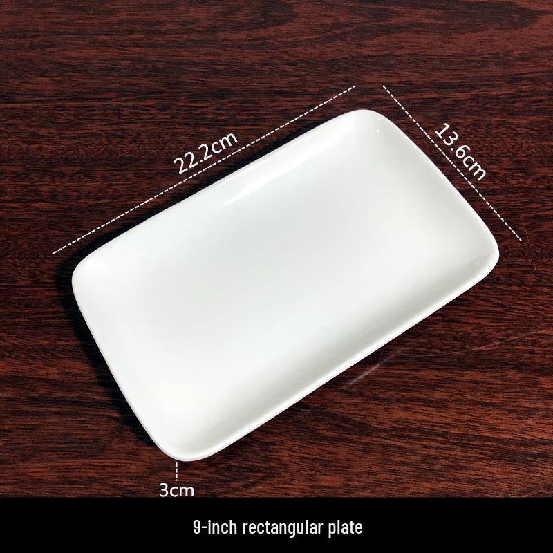 Tian Ya Jing 9-inch Ceramic Rectangular Serving Plates - White, 10-Pack