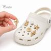 Metal Shoe Charms 6Pcs/Set Gold-Tone Charms, Summer Ice Cream Shell Starfish Faux Pearl for Clogs Women Girls Beach Footwear Decor Scratch-resistant