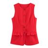 Kaslead New Women Clothes Western Style Fashion Simple and Versatile Slim Fit Sleeveless Vest Vest
