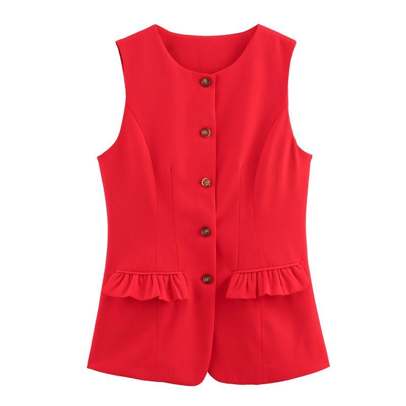 Kaslead New Women Clothes Western Style Fashion Simple and Versatile Slim Fit Sleeveless Vest Vest