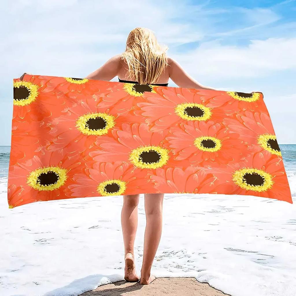 Daisy Print Extra Large Highly Absorbent Beach Towel, Quick-Dry & Super Soft for Travel Swim Yoga Women Men Sand Free Towels
