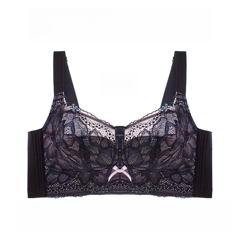 

Бюстгальтер полной чашки для женщин, тонкий, без косточек, регулируемый, против провисания, дышащий, большого размера, нижнее белье для женщин 42/95E чёрный