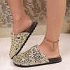Flat Shoes for Women Clog Sandals Sparkly Slip-On Slippers Cork Footbed Indoor Outdoor Comfort Mules Women's Round Closed Toe Arch Support Slides