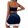 Women's Sexy Lingerie Christmas Dress Flannel Plush Sling Split  Suit