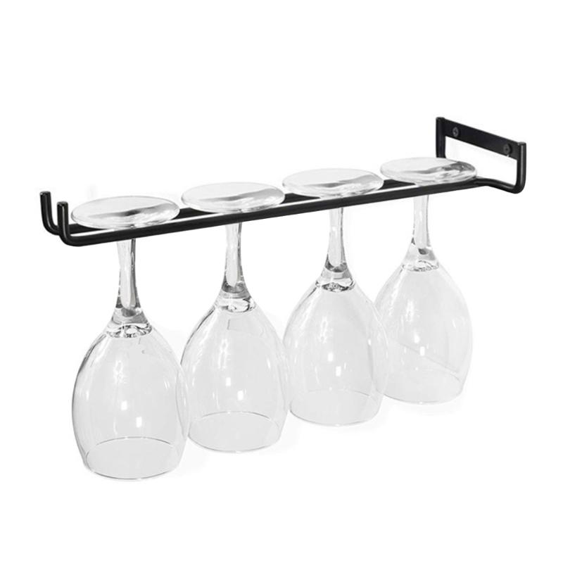 Set of 4 Under Cabinet Wine Glass Organizers Space Saving Designs Sturdy Iron Stemwares Hanger for Kitchen Decoration