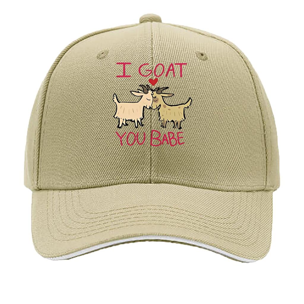I GOAT YOU BABE VintageStyle Adjustable Baseball Cap with Goat Illustration Washable Blend Perf Sandwich Baseball Cap