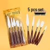 Nerezová sada pigmentových špachtlí na olejomalbu - Plochá a špičatá hlava, Dřevěné rukojeti