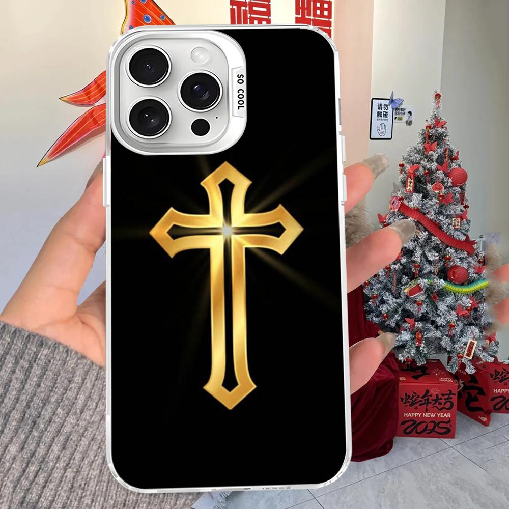 Jesus Christ Cross Phone Case For iPhone 16 15 14 13 12 11 Pro Max X XR XSMAX 8 7 Plus Matte Shockproof Back Cover