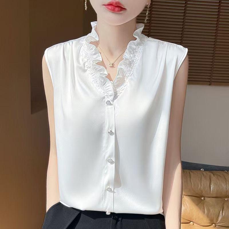 2026 French Lace V-Neck Sleeveless Top - Stylish Summer Inner Wear M (90-105 jin)