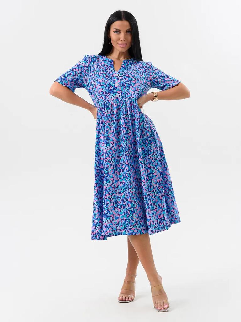 Plus size cotton house dress with pockets