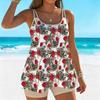 Women's Swimwear Tankini 2 Piece Swimsuit Vegetation  Pattern Print Vacation Bathing Suits