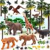 49Pcs Rainforest Animals Figures, Model Scenery Kit, Jungle Animals Figures, Model Trees for Pinata Fillers, Boys Girls Educational Toys, Party