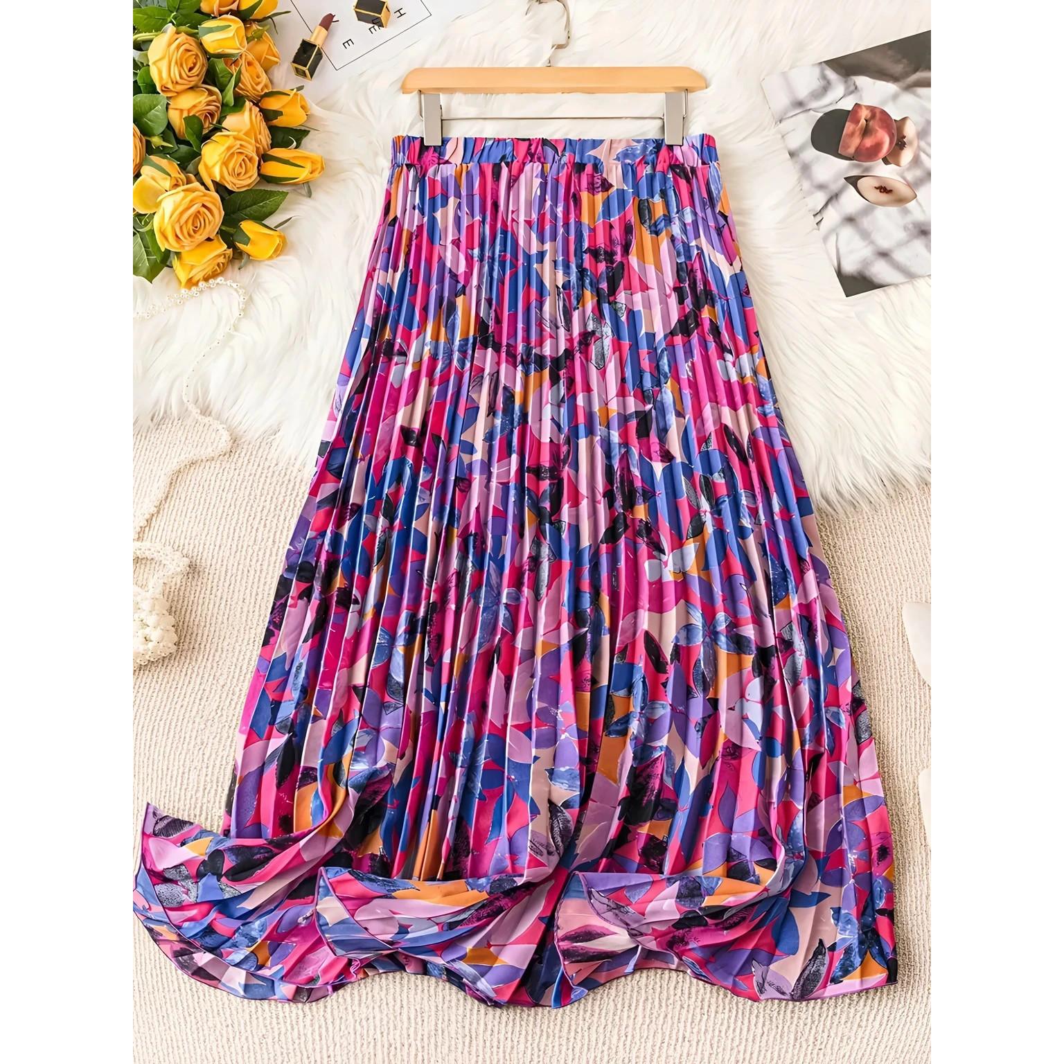 

Women Floral Print A-line Multicolor Skirt Bollywood Party Wear Long Skirt Dress 26