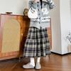 Women's Retro Woolen Plaid Skirt Autumn New Loose Slim Fit Drape A-line Midi Length Layered Cake Skirt