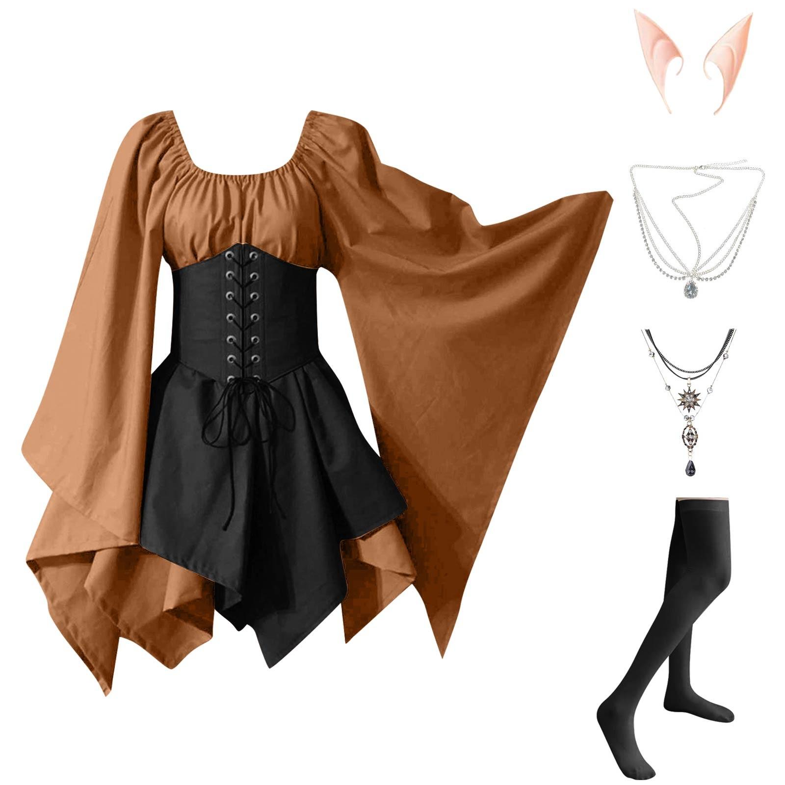 

Женское модное винтажное платье с длинным рукавом, вечернее вечернее вечернее платье для косплея S кофейный