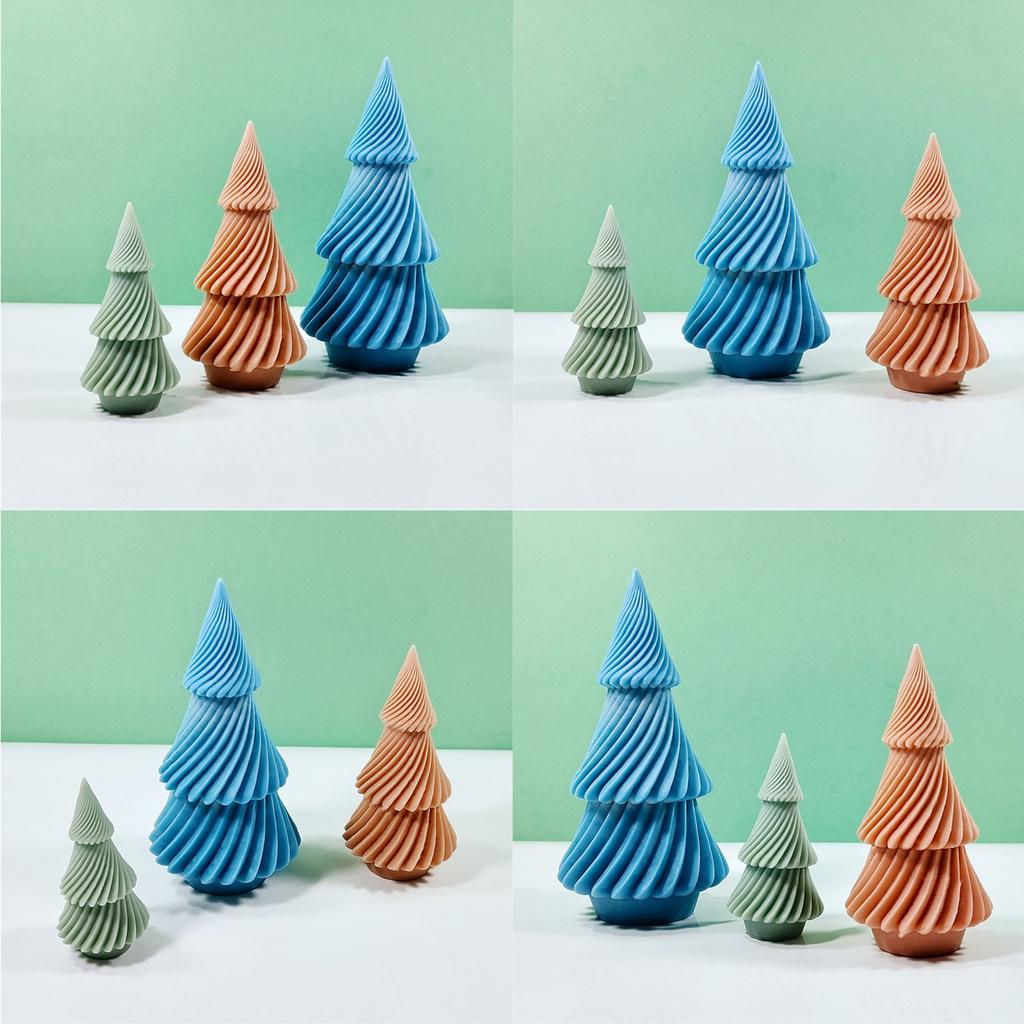 3D Christmas Tree Candle Mold Silicone Mould for Candle Making Handmade Soap Fondant Cake Epoxy Resin Mold DIY Craft
