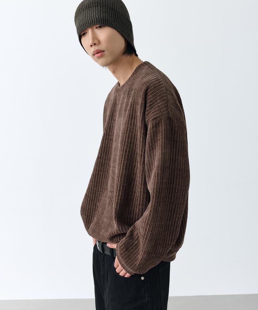 LXT Soft Velour Corduroy Sweatshirt [Brown]