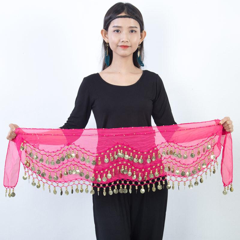 Belly Dance Hip Scarf Belly Dance Skirt Wrap Waist Chain Sequins Coins Belly Dancer Costumes