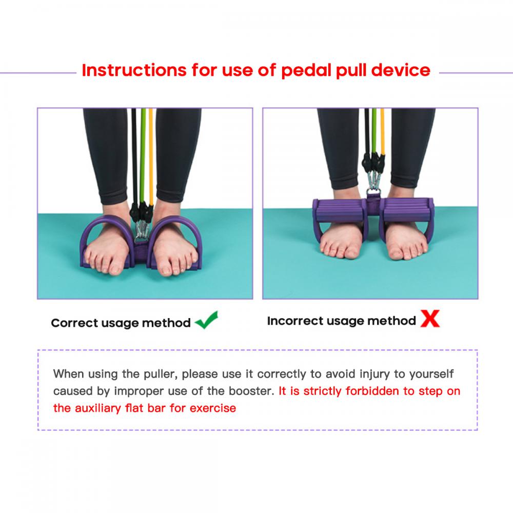 New 5 Tubes Resistance Bands Fitness Tension Rope Professional Durable Foot Elastic Pedal Exercise Pull Trainer Abdomen Training