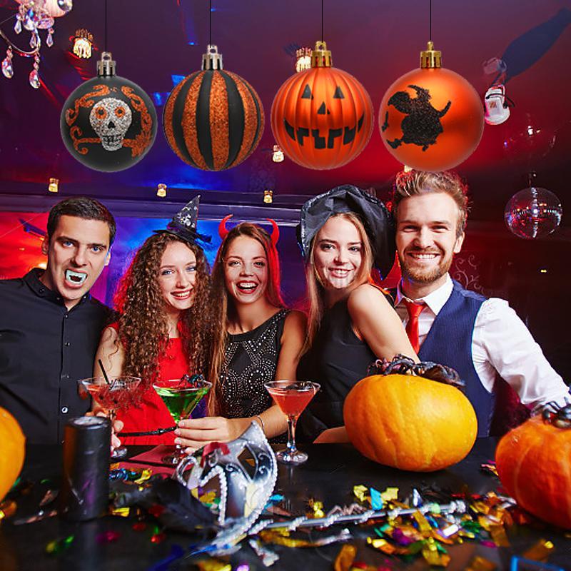 6PC/Box Halloween Tree Hanging Decor Home Plastic Halloween Ball Ornaments Terrible Atmosphere Hanging Balls Party Decorations