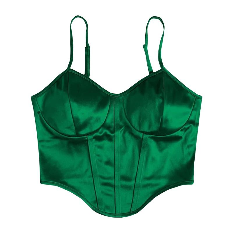 

Women s Fashionable Color Tank Top With Suspender And Slim Fit Sexy Top S зелёный