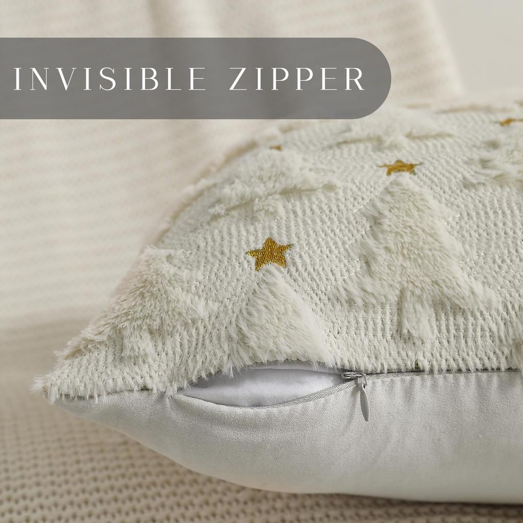 Fall Winter Christmas Throw Pillow Covers Decorative Xmas Tree Pattern Pillowcase Soft Plush Cushions Case for Home Sofa Couch