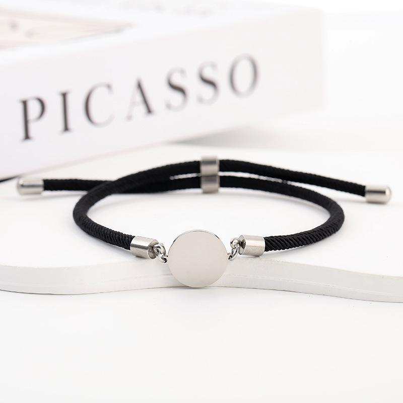 Adjustable 15mm Multi-Color Round Milanese Rope Bracelet with Stainless Steel Cross for Laser UV Printing.