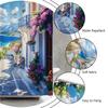 Coastal Shower Curtain Greece Natural Landscape Mediterranean White Architecture Italian Rustic European City Town Street Shower