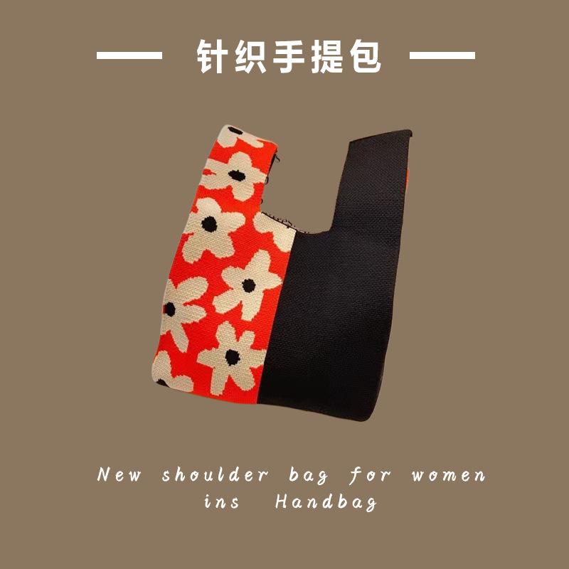 

Ins Trendy Handbag Женская вязаная шерстяная сумка-ведро Ручная переноска Повседневная сумка-тоут Коробка для ланча