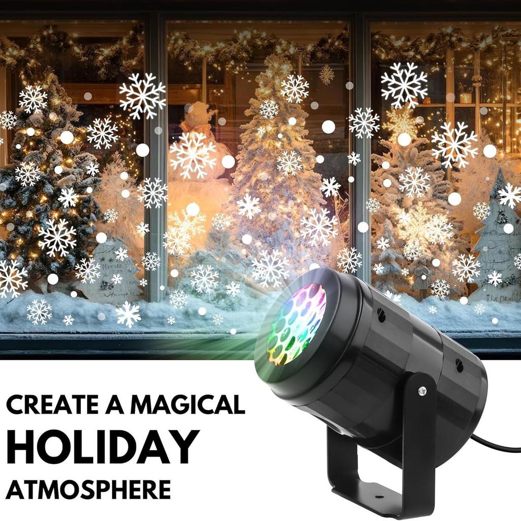 Snowflake Projection Night Light USB Rotating Ambient Lamp 16 Patterns LED Indoor Holiday Decoration Christmas Halloween Valentine