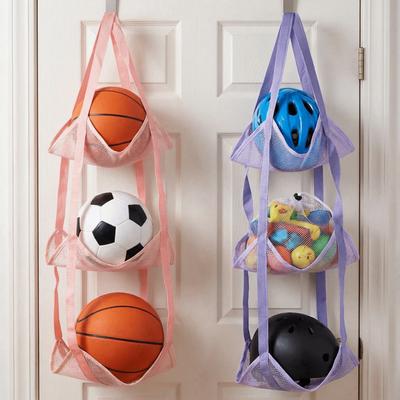 Wall Mounted Ball Storage Hanging Bag Large Capacity 3/4 Layers Basketball Storage Bag Foldable Durable