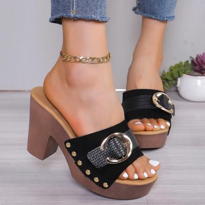 Sommer Damesandaler Firkantede Høye Hæler Dame Plattform Casual Nitter Pumps Peep Toe Kvinnelig Elegant Damesko Zapatos De Mujer