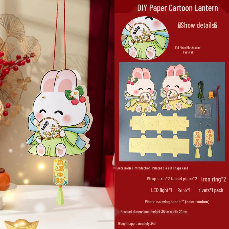 Children's DIY Luminous Rabbit & Flower Lantern Kit for Mid-Autumn Festival
