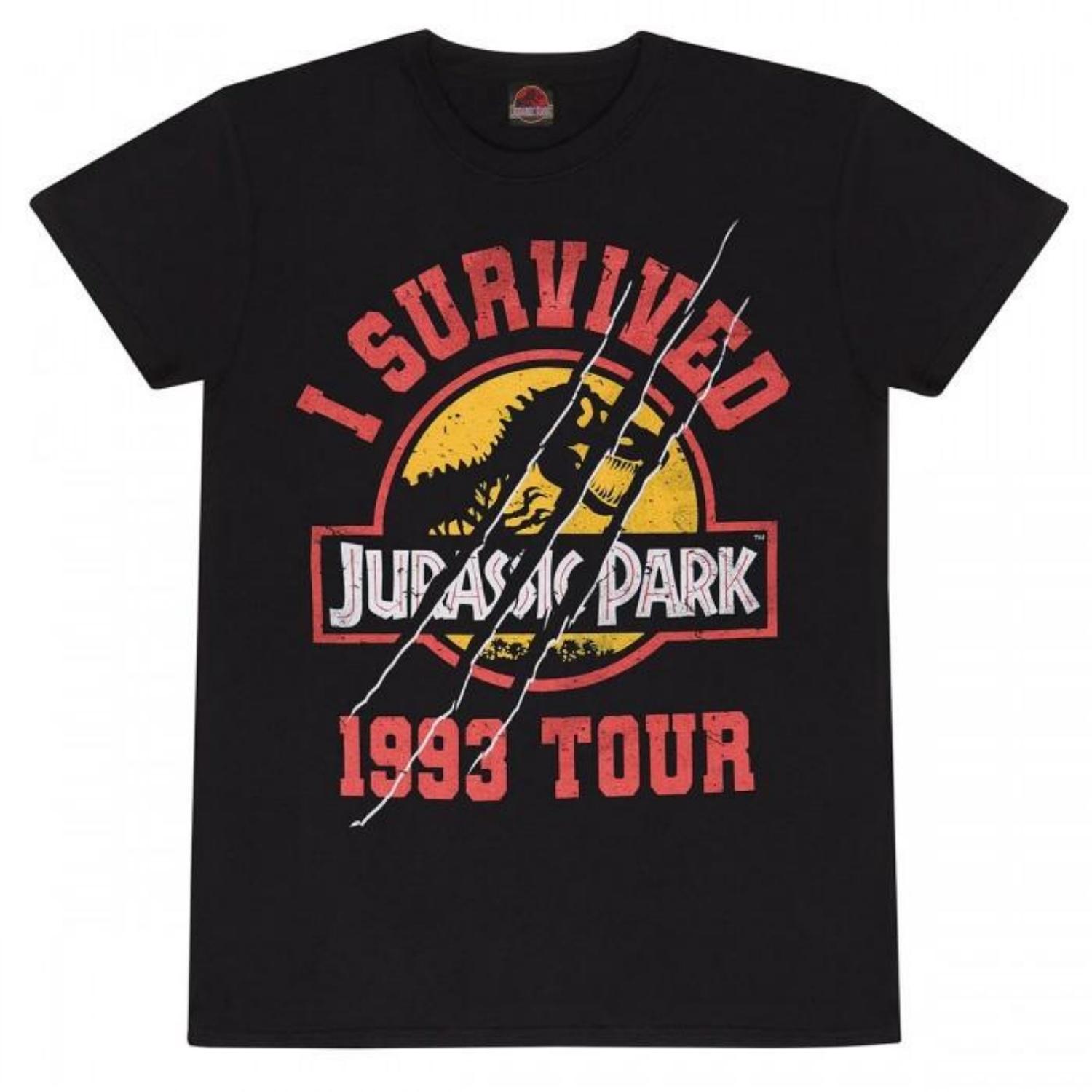 

JURASSIC PARK Unisex Adult I Survived 1993 Tour T-Shirt S чёрный