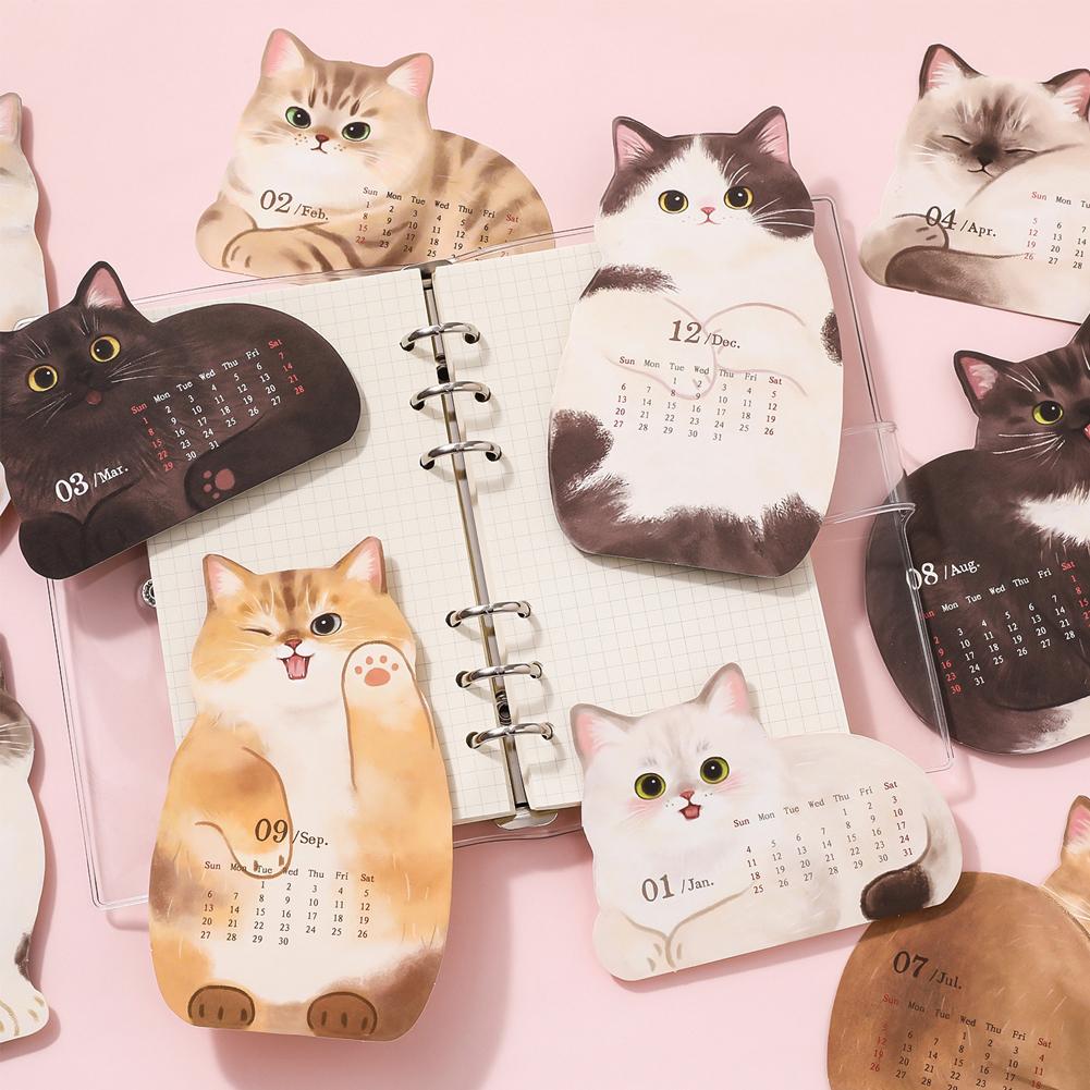 Cute Cat Dog Series 2026 New Year Calendar Desk Table Planner Yearly Agenda Organizer Memo Notes for Home Office School Creative