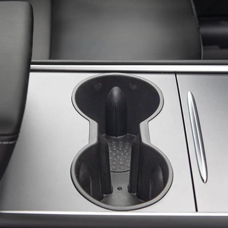 For Tesla Model 3/Y Center Console Water Cup Holder Limiter Premium TPE Sleeve Pad with Storage Function Upgrade Your Car Amagi