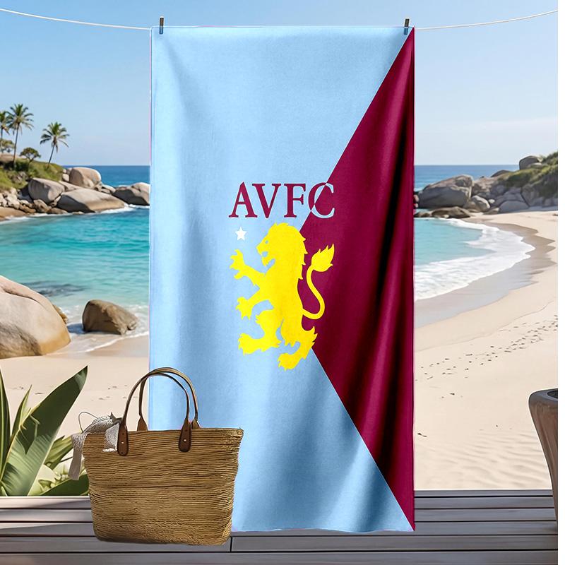 Asciugamano da Spiaggia con Stampa Calcio Aston Villa, Asciugamano Grande Morbido ad Asciugatura Rapida per Spiaggia Campeggio Nuoto