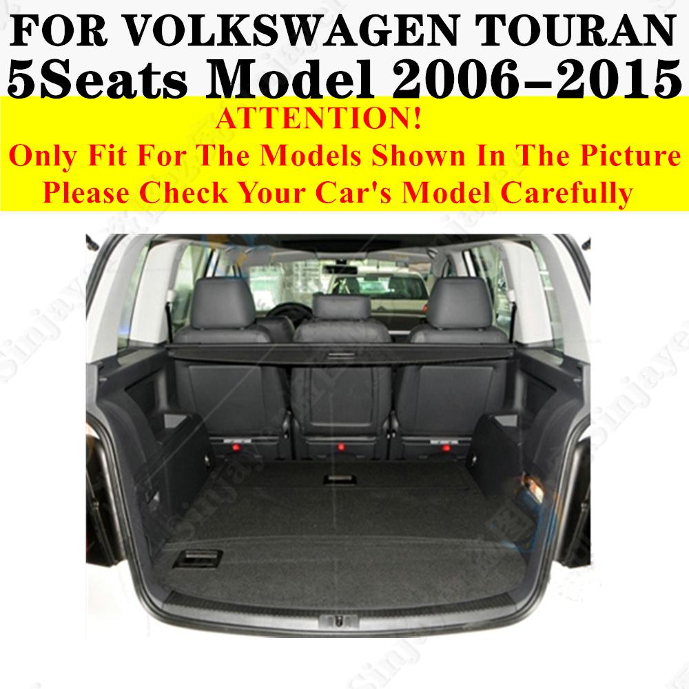 Sinjayer Car Trunk Mat ALL Weather Tail Boot Luggage Pad Carpet High Side Cargo Liner For Volkswagen VW Touran 5Seats